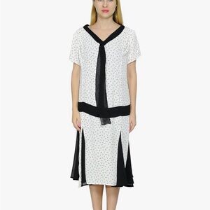 1920s Flapper Drop waist Godet Dress